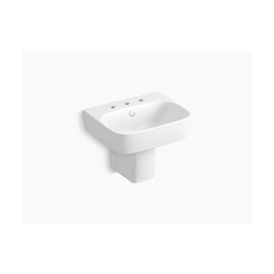 KOHLER ModernLife 21 3/4-in Rectangular Wall-Mount Bathroom Sink w/ 8-in Widespread Holes and Overflow in White