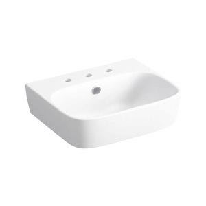 KOHLER ModernLife 21 3/4-in Rectangular Wall-Mount Bathroom Sink w/ 8-in Widespread Holes and Overflow in White