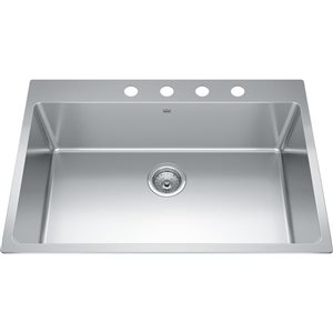 Franke Kindred Brookmore 31 x 21-in Stainless Steel Drop In 4-Hole Single Bowl Kitchen Sink