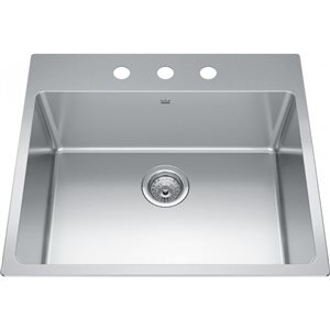 Franke Kindred Brookmore 5 x 22-in Stainless Steel Drop In 3-Hole Single Bowl Kitchen Sink