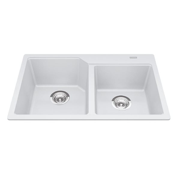 Franke Kindred Urban 31 x 20-in Polar White Drop In Double Bowl Granite Kitchen Sink