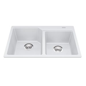 Franke Kindred Urban 31 x 20-in Polar White Drop In Double Bowl Granite Kitchen Sink
