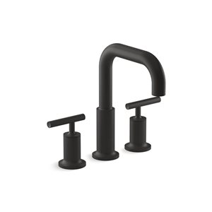 KOHLER Purist Matte Black Deck-Mount Bath Faucet Trim with Lever Handles