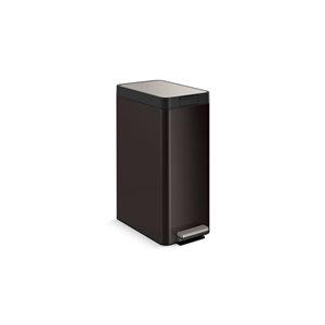 KOHLER 49-L Slim Step Trash Can w/ Bifold Lid in Black Stainless Steel