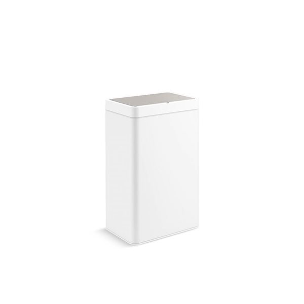 KOHLER 49-L Touchless Trash Can in Stainless Steel + White