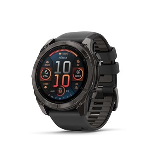Garmin fēnix 8 Carbon Grey 51-mm AMOLED Display Sapphire Lens GPS Smartwatch w/ Black and Grey Band