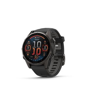 Garmin fēnix 8 Carbon Grey 43-mm AMOLED Display Sapphire Lens GPS Smartwatch w/ Black and Grey Band