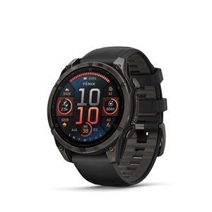 Garmin fēnix 8 Carbon Grey 47-mm AMOLED Display Sapphire Lens GPS Smartwatch w/ Black and Grey Band