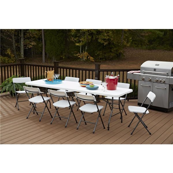 Cosco 8-ft L Black Blow-Moulded Resin Folding Banquet Table w/ Handle