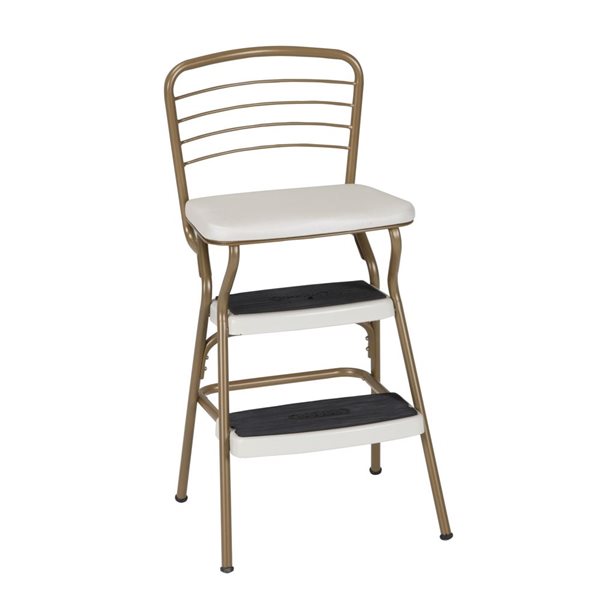 Step Stool Rona Cosco Stylaire Steel Retro Chair and Step Stool w/ Flip-Up Vinyl Seat ...