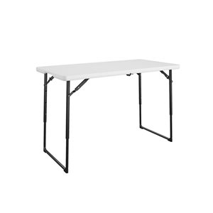 Cosco 4-ft L White Resin Folding Adjustable Height Indoor/Outdoor Utility Table