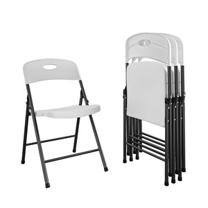Cosco White Resin Plastic Indoor/Outdoor Folding Chair Set - 4/Pk