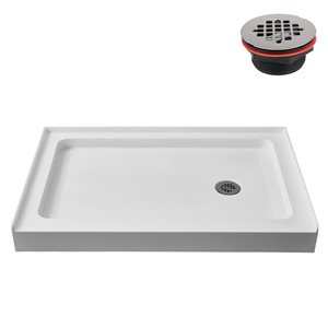 Streamline GB-507-32 48 in. x 32 in. Alcove Acrylic Shower Base in Glossy White w/ Right Drain, Drain Included