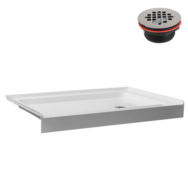 Streamline GB-507-32 48 in. x 32 in. Alcove Acrylic Shower Base in Glossy White w/ Right Drain, Drain Included