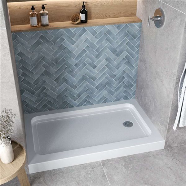 Streamline GB-507-32 48 in. x 32 in. Alcove Acrylic Shower Base in Glossy White w/ Right Drain, Drain Included