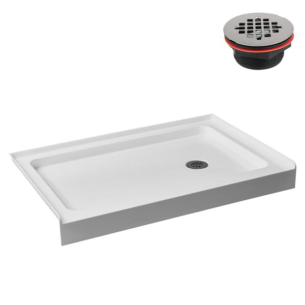 Streamline GB-507-32 48 in. x 32 in. Alcove Acrylic Shower Base in Glossy White w/ Right Drain, Drain Included