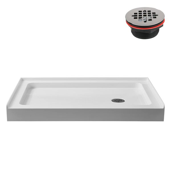 Streamline GB-507-32 48 in. x 32 in. Alcove Acrylic Shower Base in Glossy White w/ Right Drain, Drain Included