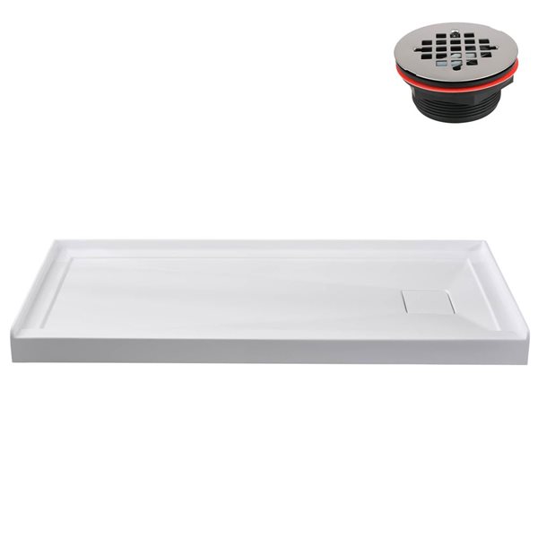 Streamline GB-526-108 48 in. x 32 in. Alcove Acrylic Shower Base in Glossy White w/ Right Drain, Drain Included