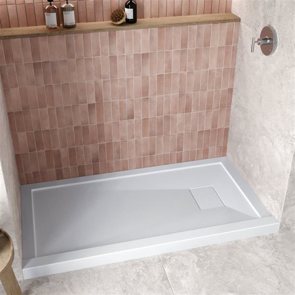 Streamline GB-526-108 48 in. x 32 in. Alcove Acrylic Shower Base in Glossy White w/ Right Drain, Drain Included