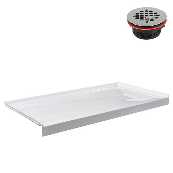 Streamline GB-526-108 48 in. x 32 in. Alcove Acrylic Shower Base in Glossy White w/ Right Drain, Drain Included