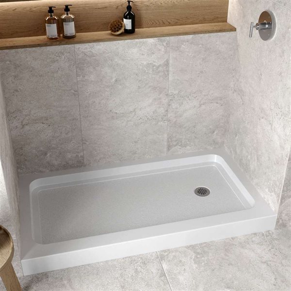 Streamline GB-515-64 60 in. x 32 in. Alcove Acrylic Shower Base in Glossy White w/ Right Drain, Drain Included