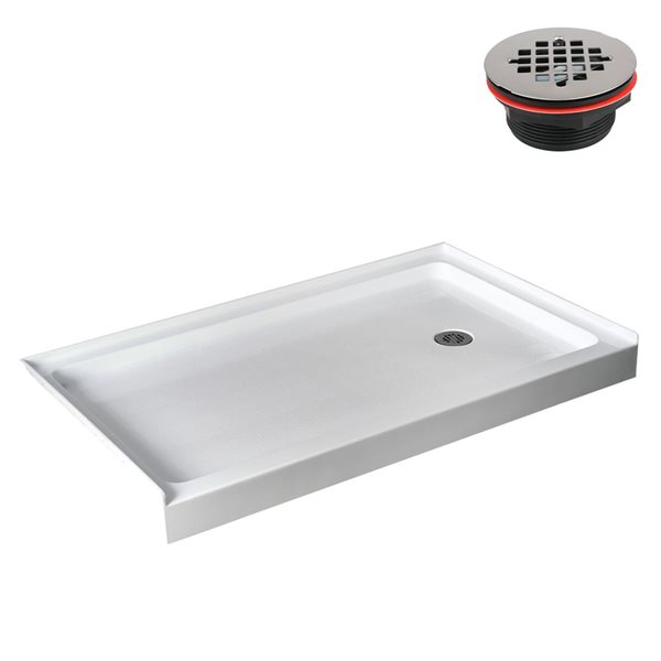 Streamline GB-515-64 60 in. x 32 in. Alcove Acrylic Shower Base in Glossy White w/ Right Drain, Drain Included