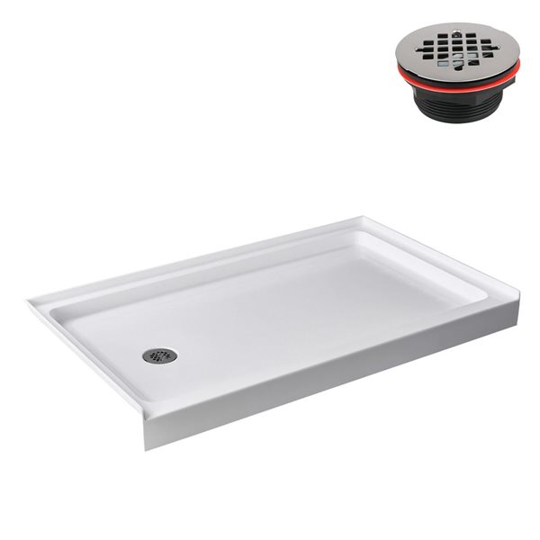 Streamline GB-518-76 60 in. x 36 in. Alcove Acrylic Shower Base in Glossy White w/ Left Drain, Drain Included