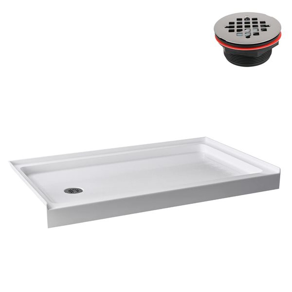 Streamline GB-518-76 60 in. x 36 in. Alcove Acrylic Shower Base in Glossy White w/ Left Drain, Drain Included