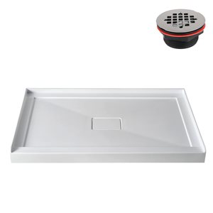 Streamline GB-527-112 48 in. x 32 in. Alcove Acrylic Shower Base in Glossy White w/ Center Drain, Drain Included