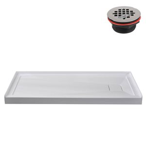 Streamline GB-535-144 60 in. x 36 in. Alcove Acrylic Shower Base in Glossy White w/ Right Drain, Drain Included