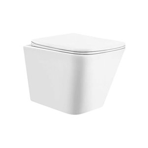 Cuvette de toilette murale carrée Bouticcelli 14.5 po h. blanche