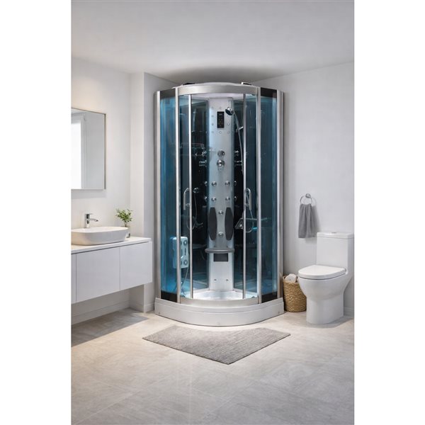 Bouticcelli Raymond Brushed Stainless Steel and Glass 36 x 36-in