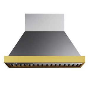 Kucht Pro-Style Wall Mount Range Hood 48-in 800 CFM in Stainless Steel with Gold Accents and Digital Controls