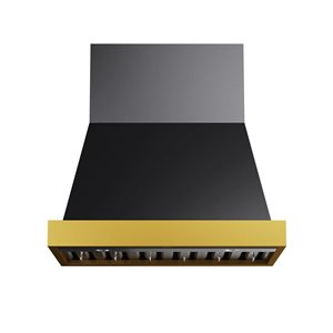 Kucht Pro-Style Wall Mount Range Hood 36-in 600 CFM in Titanium Stainless Steel with Gold Accents and Digital Controls