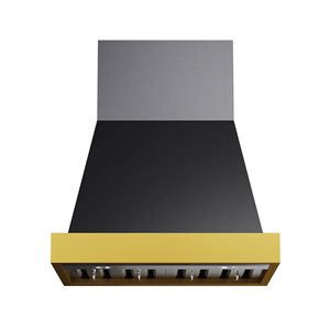 Kucht Pro-Style Wall Mount Range Hood 36-in 900 CFM in Titanium Stainless Steel with Gold Accents and Digital Controls