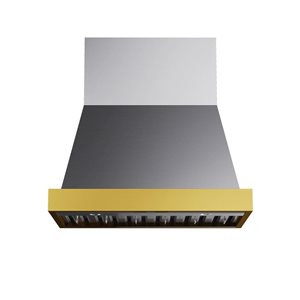 Kucht Pro-Style Wall Mount Range Hood 36-in 600 CFM in Stainless Steel with Gold Accents