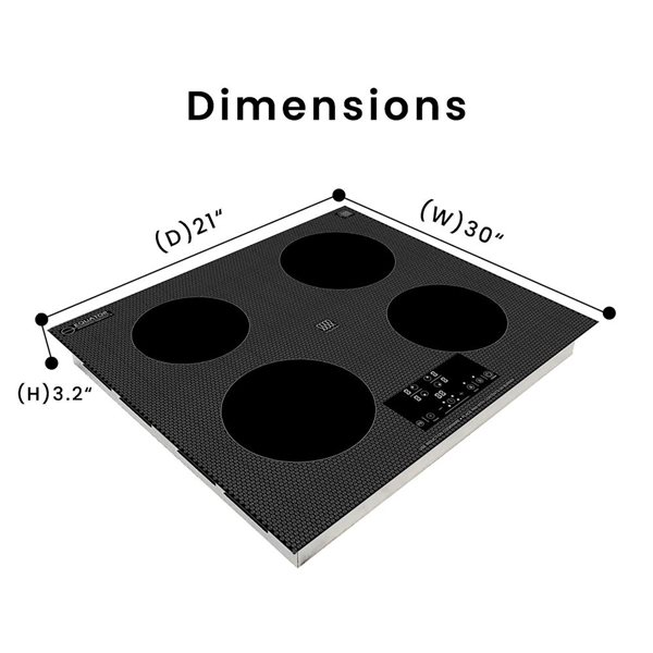 Equator Advanced Appliances 30-in Built-In 4-Burner Induction Cooktop w/ Power Boost Keep Warm 240 V/7400 W