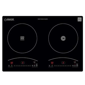 Equator Advanced Appliances 20-in Electric Hybrid Ceramic Induction 2-Burner Cooktop 110 V w/ 9 Power Levals