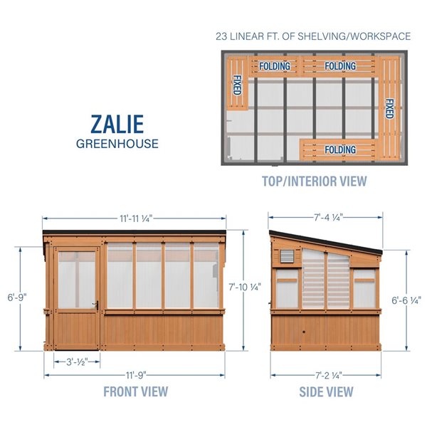 Backyard Discovery Zalie 8 H x 12 L x 7-ft W Brown Cedar Frame and Polycarbonate Panels Greenhouse