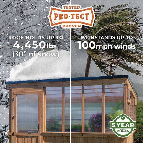 Backyard Discovery Zalie 8 H x 12 L x 7-ft W Brown Cedar Frame and Polycarbonate Panels Greenhouse