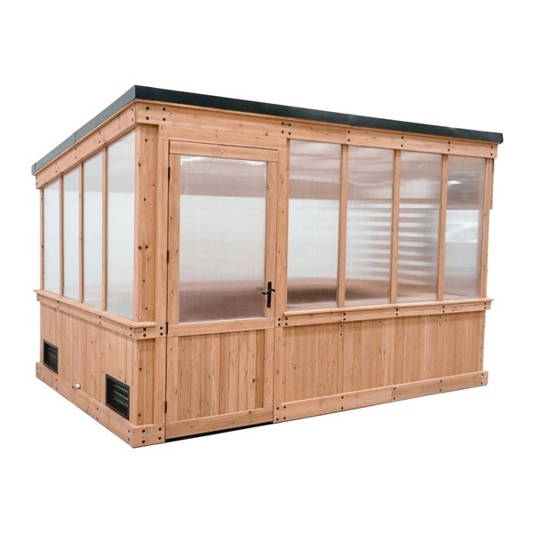 Serre Zalie Backyard Discovery 8 h. x 12 L. x 7 pi l. en cèdre brun et panneaux de polycarbonate