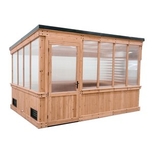 Serre Zalie Backyard Discovery 8 h. x 12 L. x 7 pi l. en cèdre brun et panneaux de polycarbonate