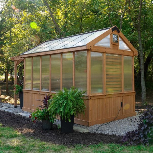 Backyard Discovery Bellerose 10 H x 15 L x 7-ft W Brown Cedar Frame and Polycarbonate Panels Greenhouse