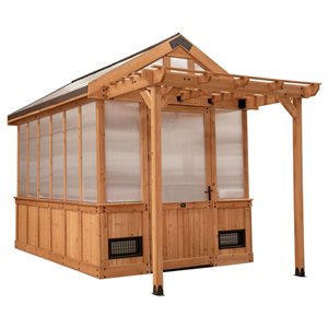 Serre Bellerose Backyard Discovery 10 h. x 15 L. x 7 pi l. en cèdre brun et panneaux de polycarbonate