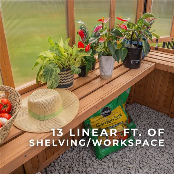 Backyard Discovery Willow 8 H x 9 L x 6-ft W Brown Cedar Frame and Polycarbonate Panels Greenhouse