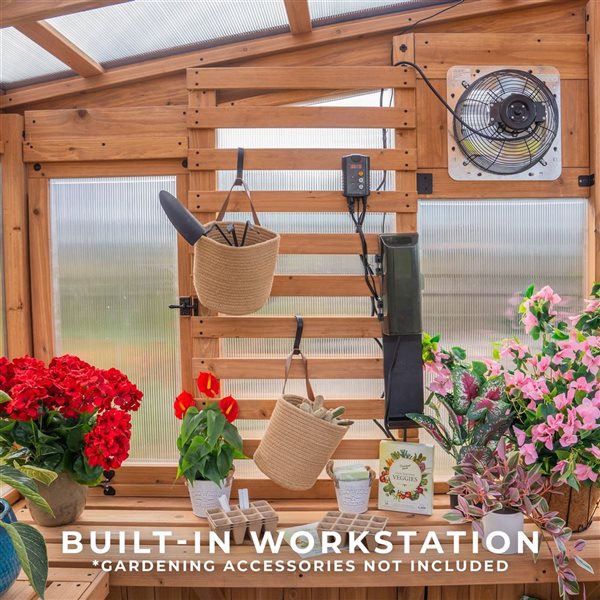 Backyard Discovery Willow 8 H x 9 L x 6-ft W Brown Cedar Frame and Polycarbonate Panels Greenhouse