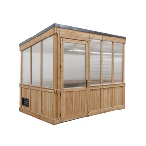 Serre Willow Backyard Discovery 8 h. x 9 L. x 6 pi l. en cèdre brun et panneaux de polycarbonate