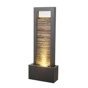 Hi-Line Gift Ltd. 48-in H Grey and White Metal Wall Fountain w/ Stone Brick Accent