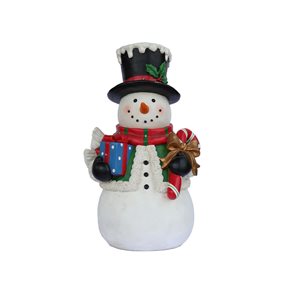 Hi-Line Gift Ltd. 24-in H Lighted Resin Battery Operated Snowman Statue Christmas Decoration w/ LED Lights