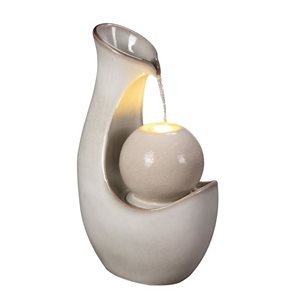 Hi-Line Gift Ltd. 31.5-in H Ivory Ceramic Fountain Statue w/ Lights